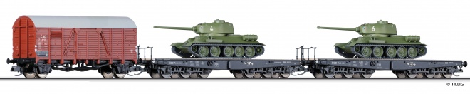 Set of 3 Freight cars "military transport"<br /><a href='images/pictures/Tillig/01628_HM.jpg' target='_blank'>Full size image</a>